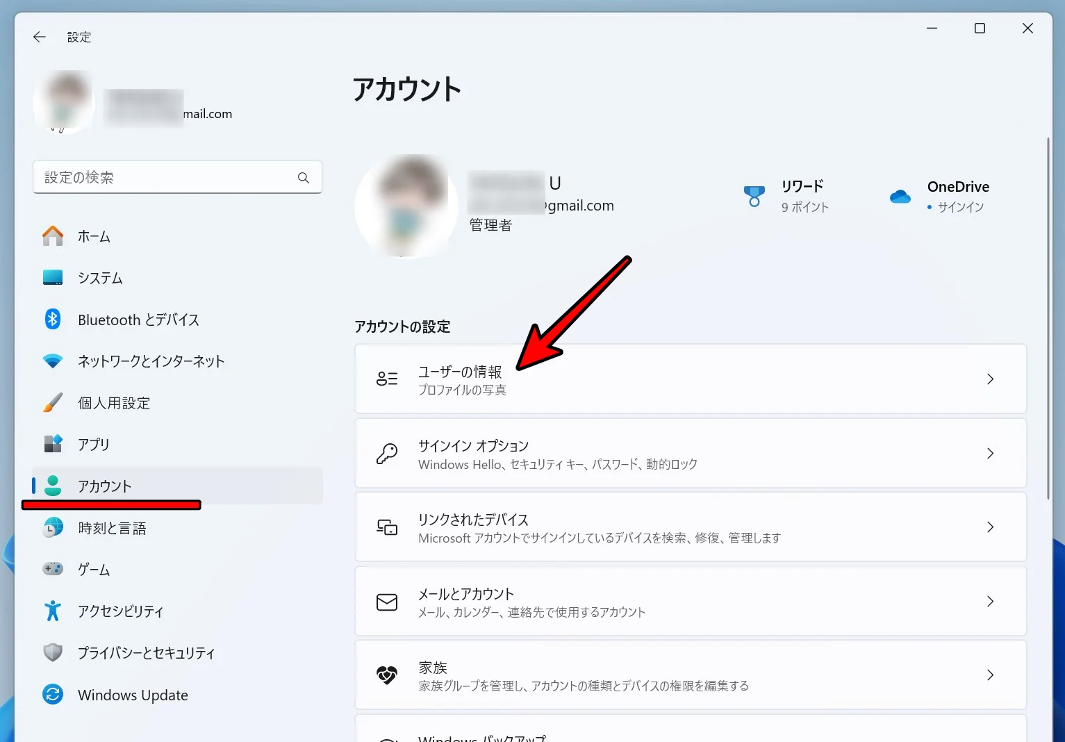 Windows11アカウント設定画面