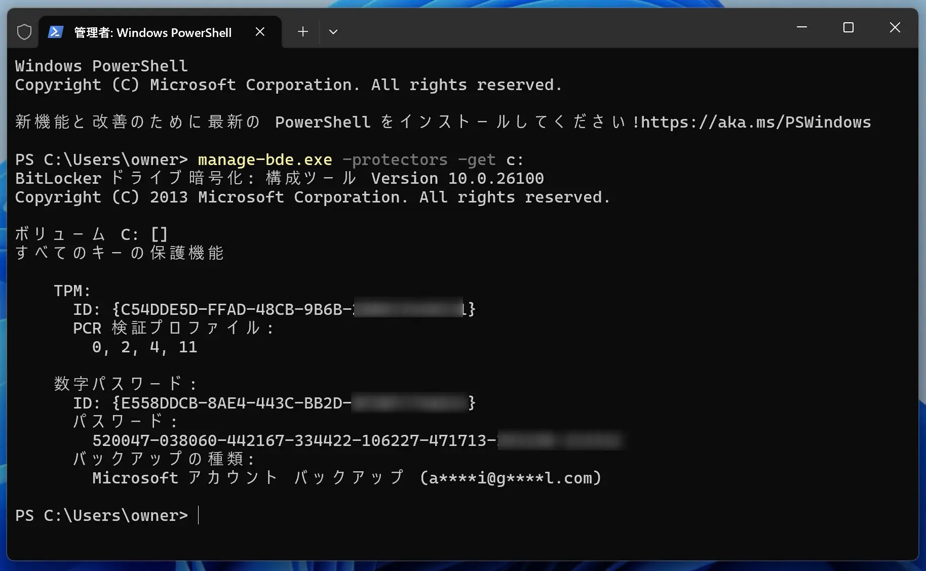 コマンドプロンプトの画面